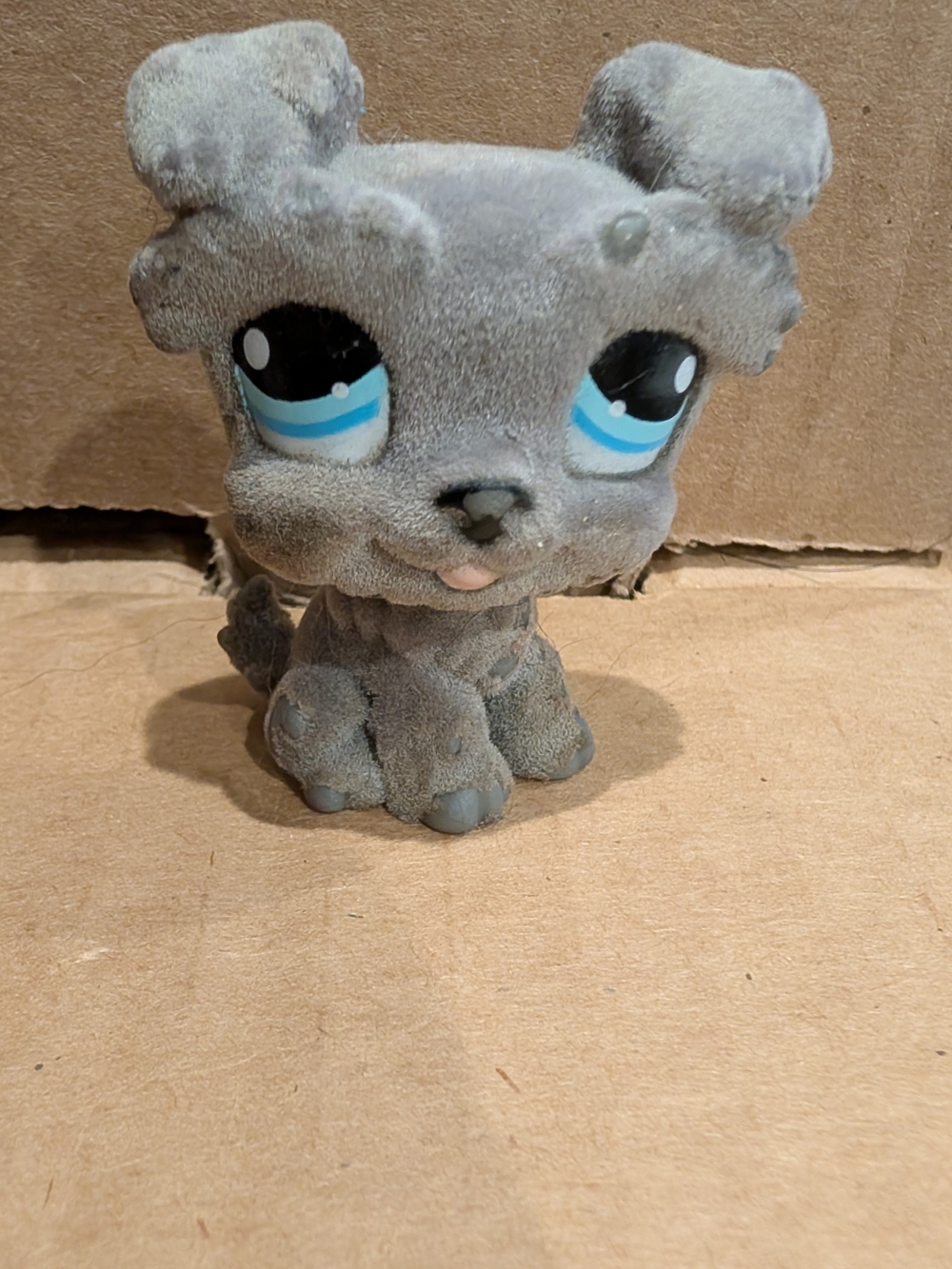 LPS #70 Husky Flocked Fuzzy Gray Blue Eyes Tongue Out Authentic Hasbro"L